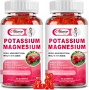 2 Pacote de pastilhas de magnésio de potássio - Citrato de potássio e glicinato de magnésio para Cães e músculos da perna, humor e relaxamento, suporte energético com vitamina B6, D3, C Flavor de framboesa