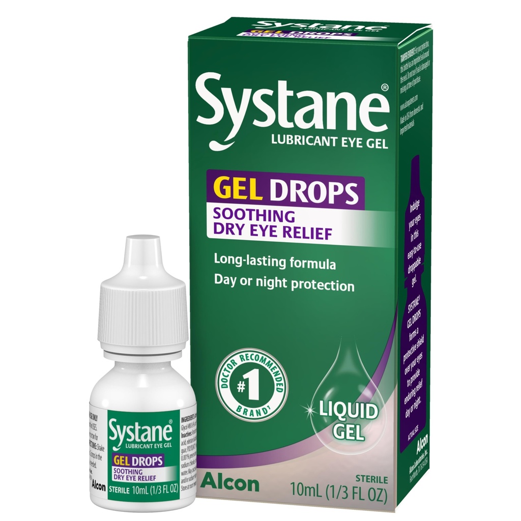 Systane Lubricant Eye Gel Drops, 10 ml (embalagem de maio Vary)
