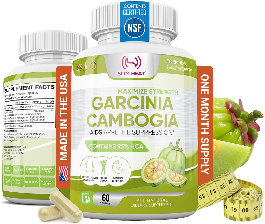 100% puro Garcinia Cambogia Extract com 95% HCA - Gerenciar desejos de alimentos - Melhor Bloqueador de carboidratos para Mulheres e Homens - Max força Garcinia Cambogia Raw Diet Pills Made in USA - 60 Veggie Cápsulas