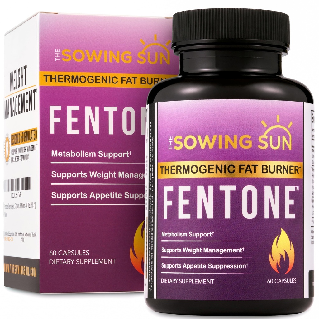 Fentone Termogenic Fat Burner Energy Booster, Apetite Supressor, Clinicamente estudado perda de peso, queima de gordura, feniletilamina HCl, L- Carnitina, Quetones - 60 pílulas diet (1)