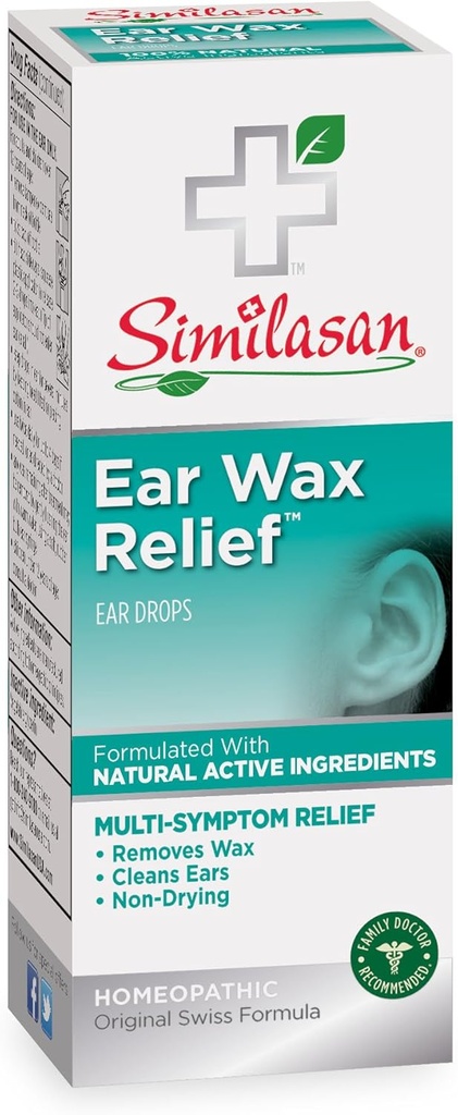 Similasan Ear Wax Relief Ear Drops, 33 frascos de onça (Pacote de 3)
