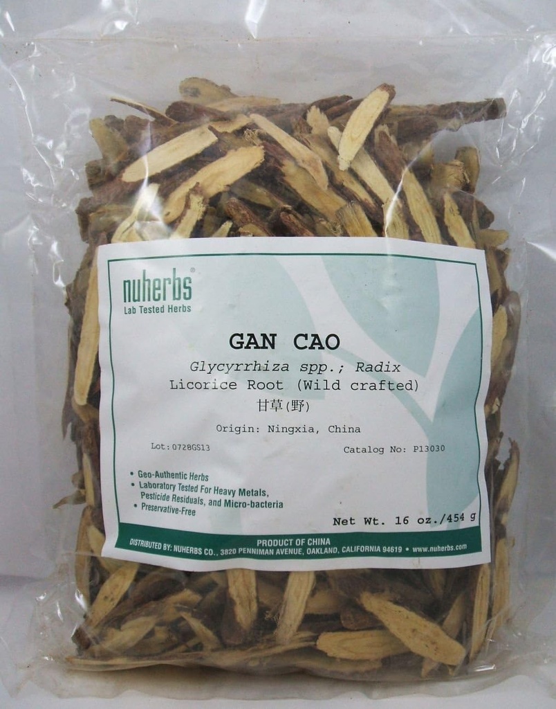 Raiz de alcaçuz - forma fatiada (Gan Cao) 1 libra - Wildcrafted, laboratório testado - Nuherbs