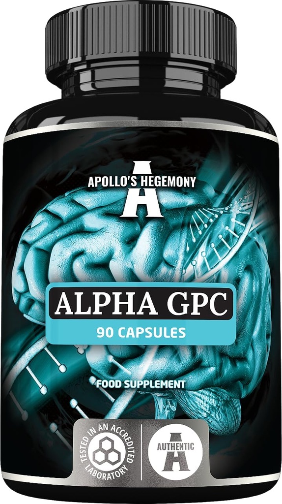 APOLLO'S HEGEMONY Alpha-GPC 600mg por dose diária - 90 Vegan Choline Cápsulas - 99% Choline Alfoscerate Suplemento dietético - Lipid Choline - Cápsulas de memória e concentração