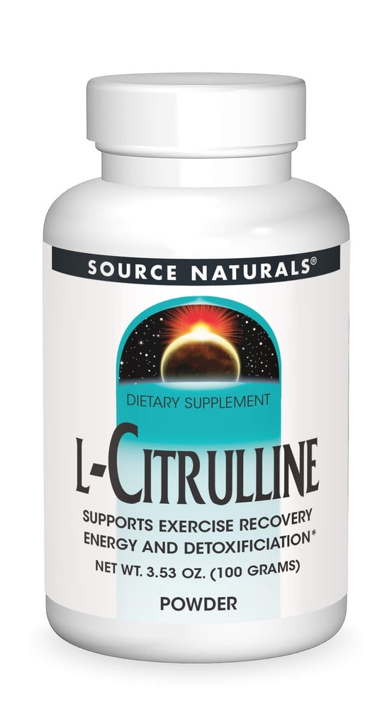 Fonte Naturals L-Citrulina Pó, Suporta Recuperação de Exercício, Energia e Destoxificação - 100g
