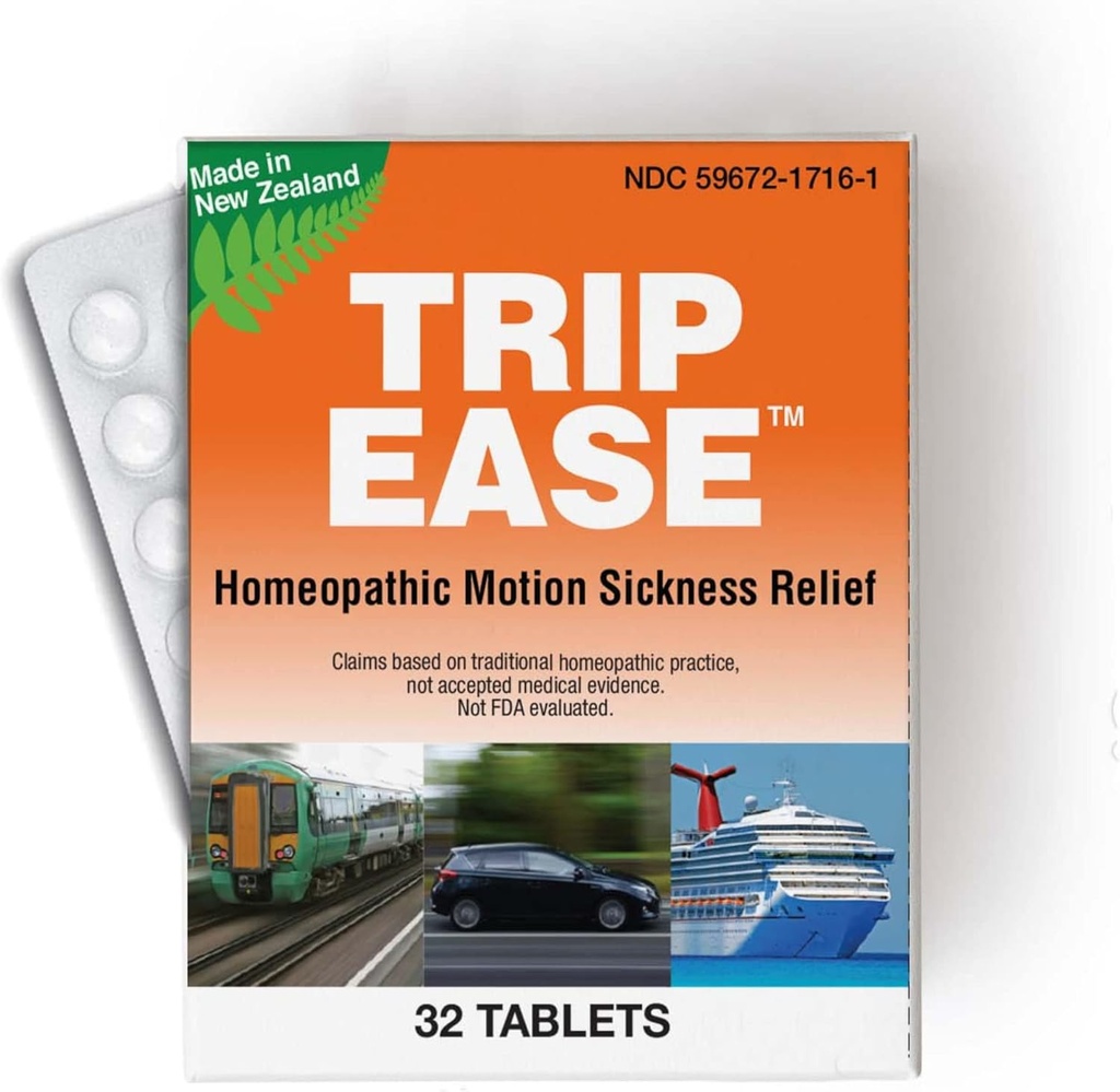 Miers Laboratories Trip Easy – Homeopatic Travel Support Tablets, Essentials Cruzeiro para Carro, Barco e Viagens de Avião (32 Tablets)
