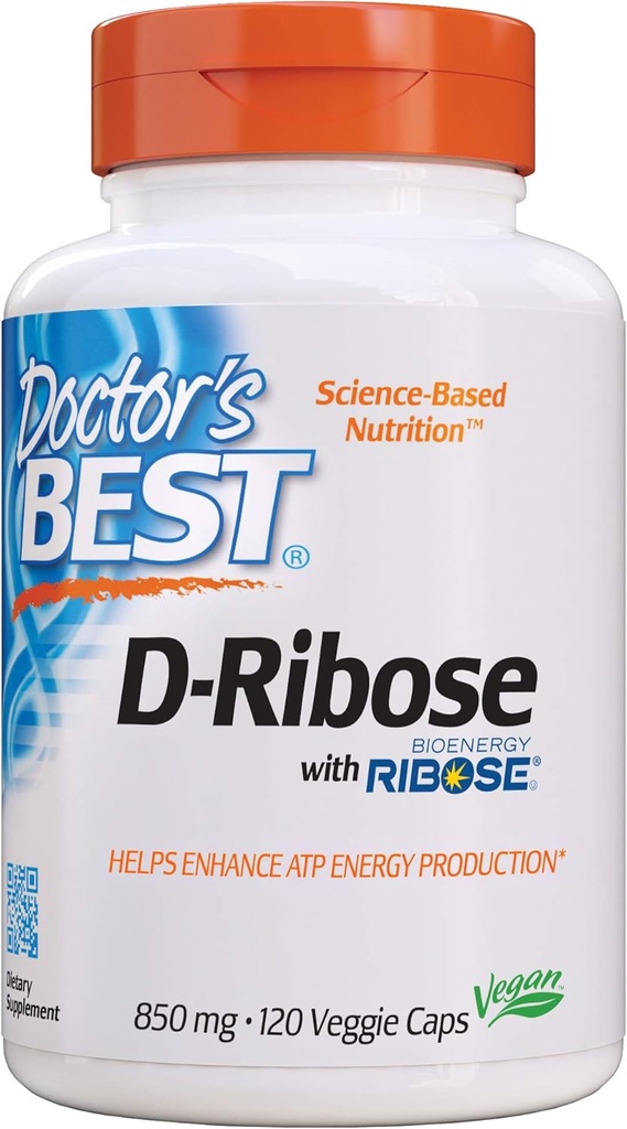 Doutor melhor D-Ribose, Suporta ATP produção de energia, Não-GMO, Gluten Free, Soy Free, Vegan 120 Veggie Caps