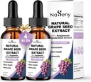 Drops líquidos de extrato de sementes de uva padronizados em 95% de polifenóis-300 mg de concentração máxima de sementes de uva tintura padronizada, Vitis Vinifera líquida de alta absorção gotas de extrato -Não-GMO (2 frascos)