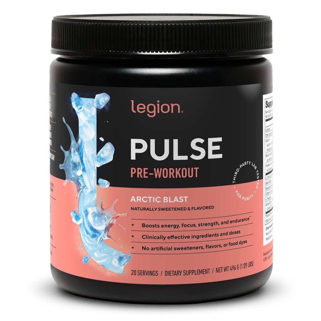 LEGION- Todos os óxido nítrico natural pré-treino bebida para aumentar a energia, creatina livre, naturalmente adoçado, Beta Alanine, Citrulina, Alpha GPC (arctic blast)