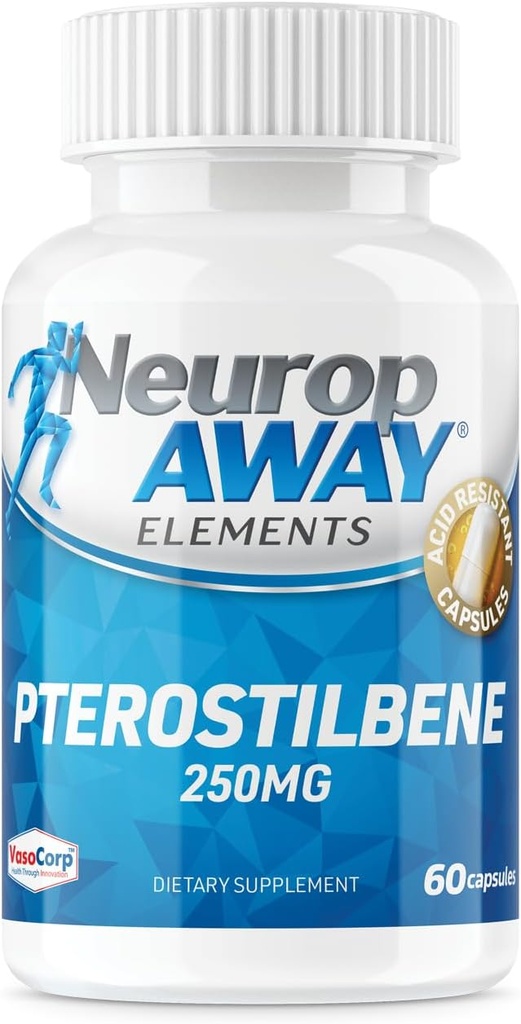 NeuropAWAY Elementos Pterostilbene (60 cápsulas resistentes a ácido 250mg por frasco)