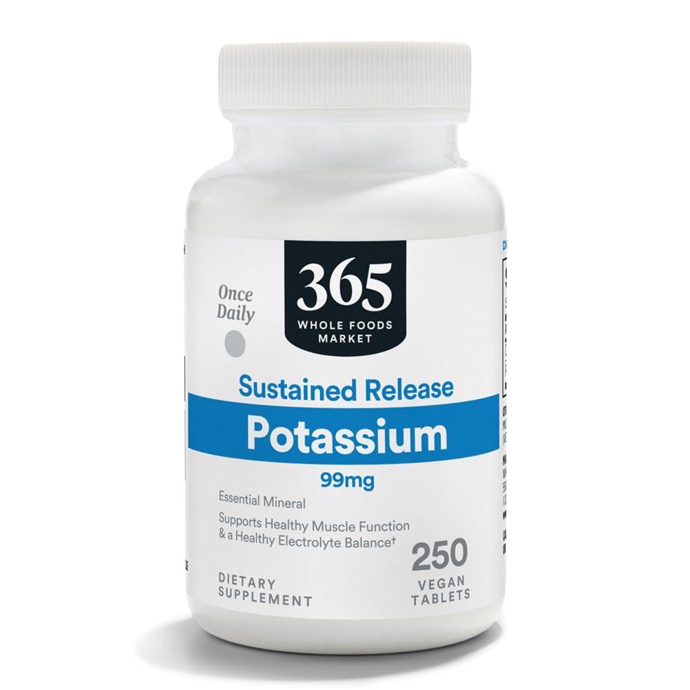 365 por mercado inteiro de alimentos, liberação sustentada Potássio 99mg, Vegan, 250 Comprimidos