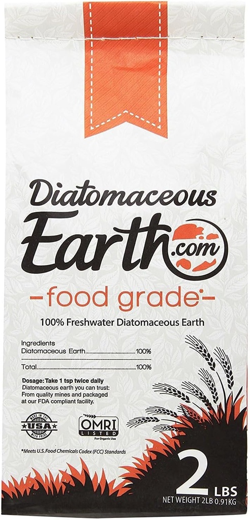 DiatomáceasTerra 2 Lbs Grau Alimentar - 100% Orgânico Todo o pó Diamatético Natural - Diametáceo para Humanos é seguro em torno das crianças - Inclui Scoop grátis