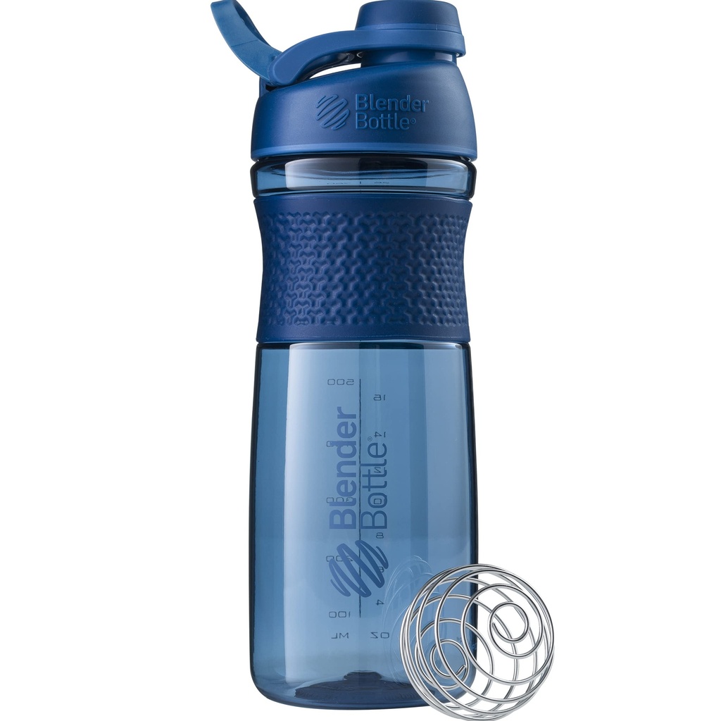 BlenderBottle SportMixer Shaker garrafa perfeita para batidos de proteína e pré-treino, 28-ounce, Marinha