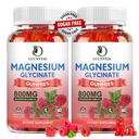 (2 pacote de açúcar livre de magnésio Glicinato Gummies, 500mg Glicinato de magnésio com 200mg Malato de magnésio, Taurato, Óxido, COQ10, Vitamina B6 e D3, Sono e calma Suporte, 120 gomas de framboesa