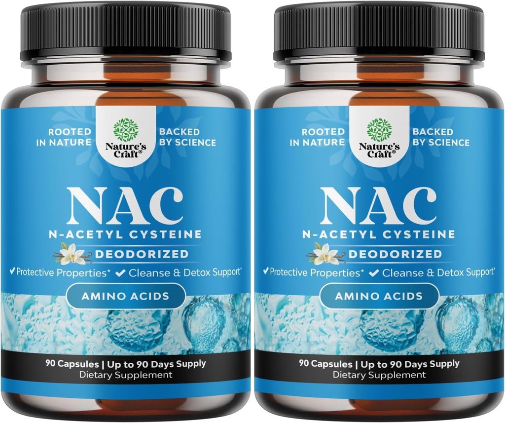 NAC Supplement N-Acetil Cysteine 600mg - Vegan Alta Absorção NAC 600 mg Cápsulas - Precursor de Glutationa para Detox Cleanse Fígado & Repair Plus Lung Health and Immunity Support (180 Servings)
