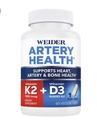 Artéria Saúde para o coração, Imune e suporte ósseo com vitamina K2 (180mcg) e vitamina D3 (5000iu), 60 Cápsulas Veggie
