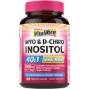 Inositol Supplement, Myo-Inositol & D-Chiro Inositol Fertilidade Suplementos para Mulheres, 40:1 Razão Ideal, Equilíbrio Hormônio e Suporte Ovariano, 80 Cápsulas Vegan