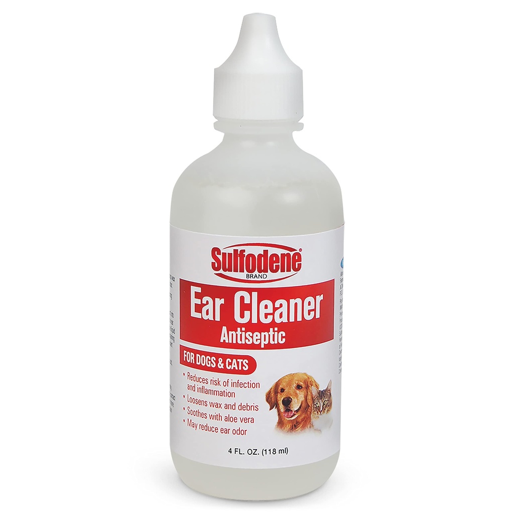 Limpador de ouvido sulfodene para cães e gatos 4 onças