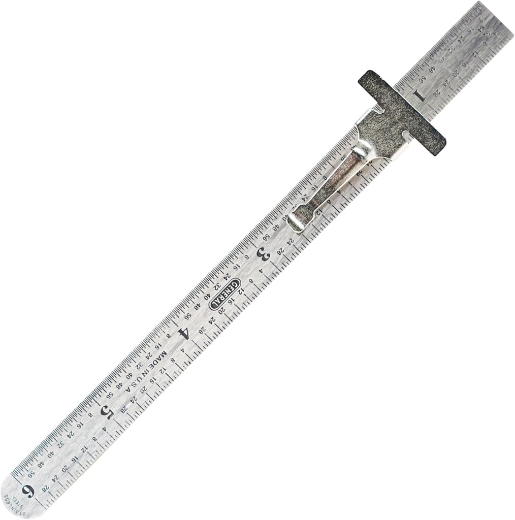 Ferramentas gerais Regente de aço inoxidável de precisão Flex 300/1 6 polegadas, Chrome