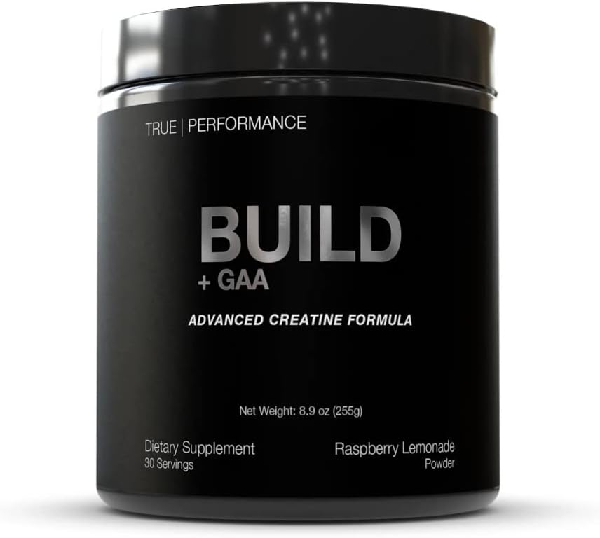 Build + GAA, para construção e recuperação muscular, limonada de framboesa, patente pendente GAA + Creatina Monohidrato, melhora a força, desempenho e crescimento muscular - Creatina, GAA, Betaína - 30 Servings