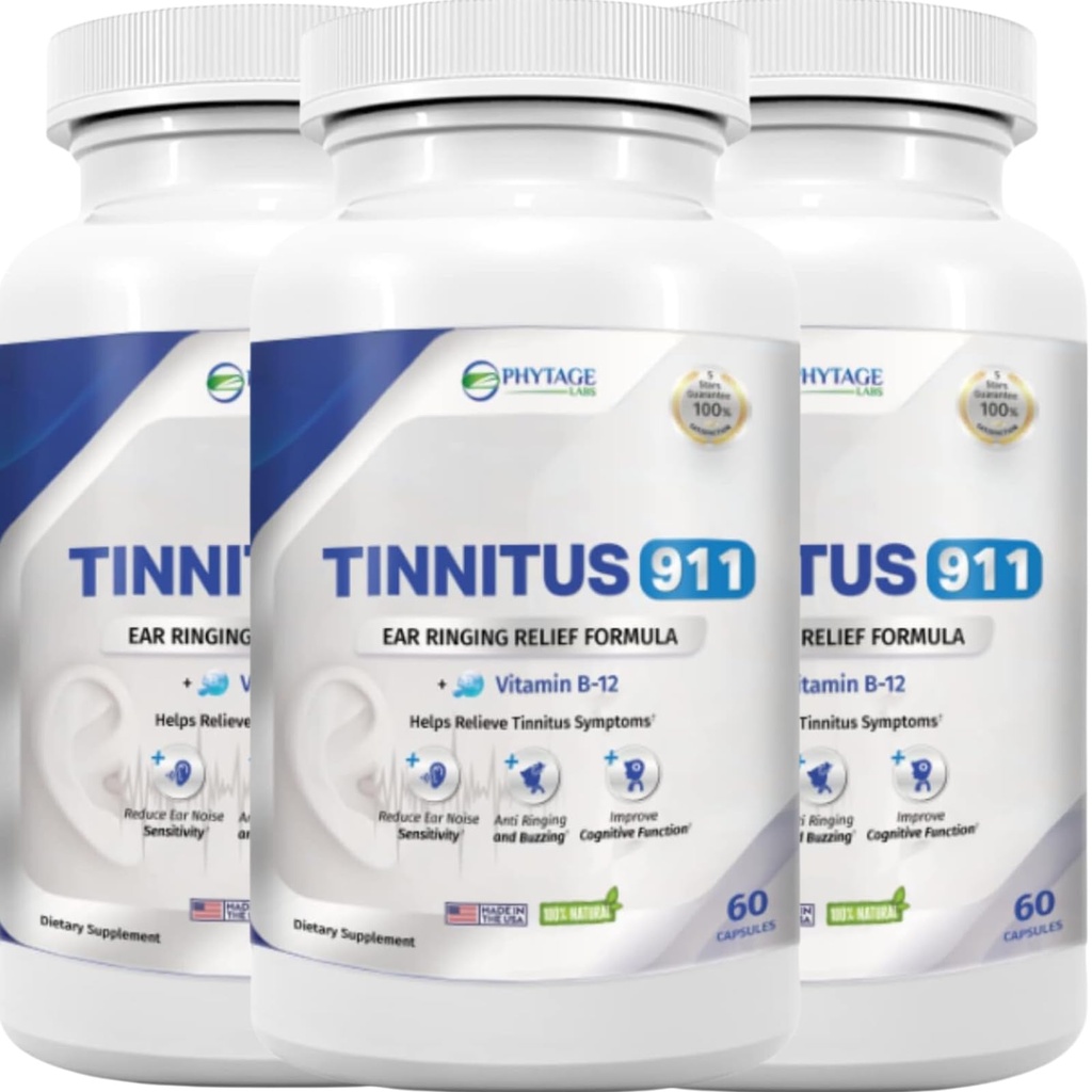 Tinnitus 911 - Suplemento de alívio de zumbido - Alivio de toque de ouvido - 3 Pack