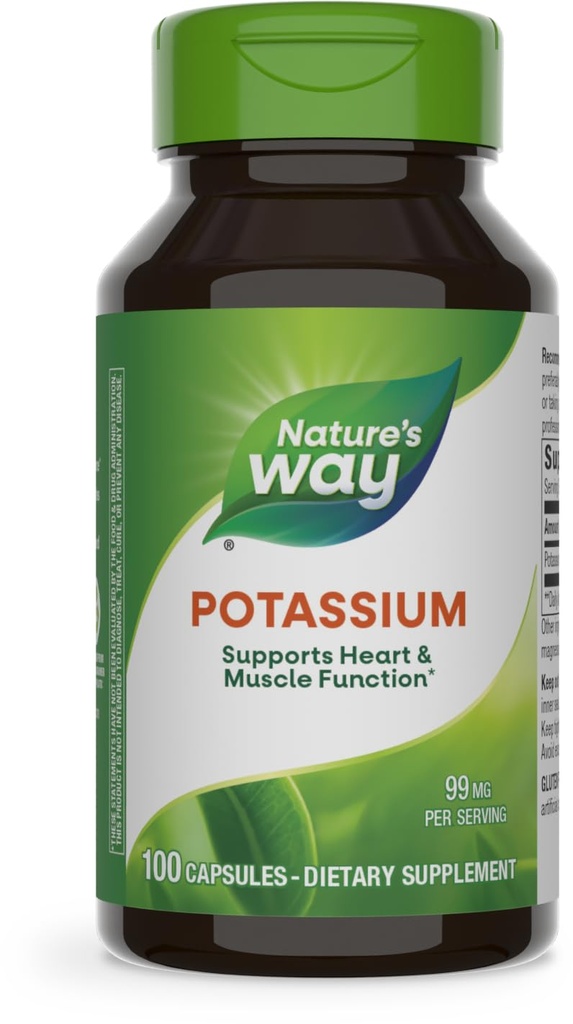 Nature's Way Complexo de Potássio, 99 mg por Serviço, 100 Cápsulas, Embalagem de 3