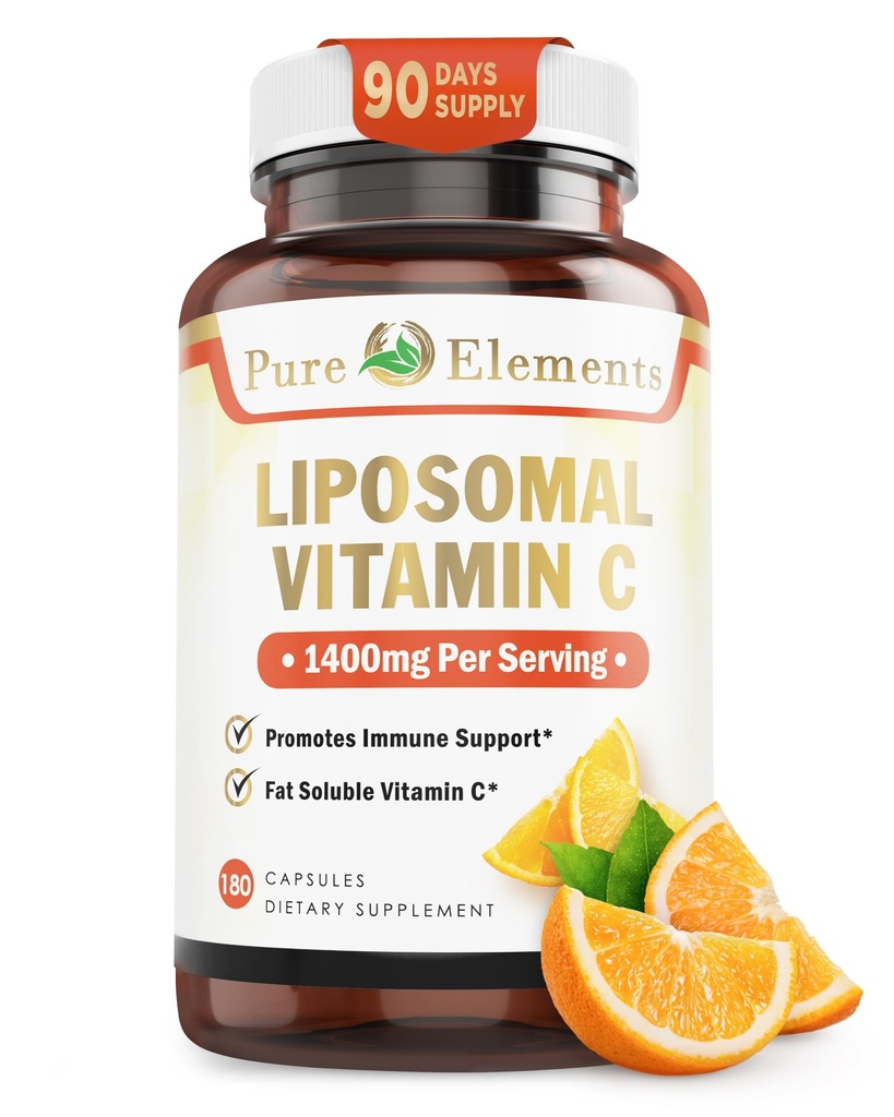 Suplemento dietético de vitamina C lipossomal, Cápsulas sem OGM, Sem soja, Sem glúten