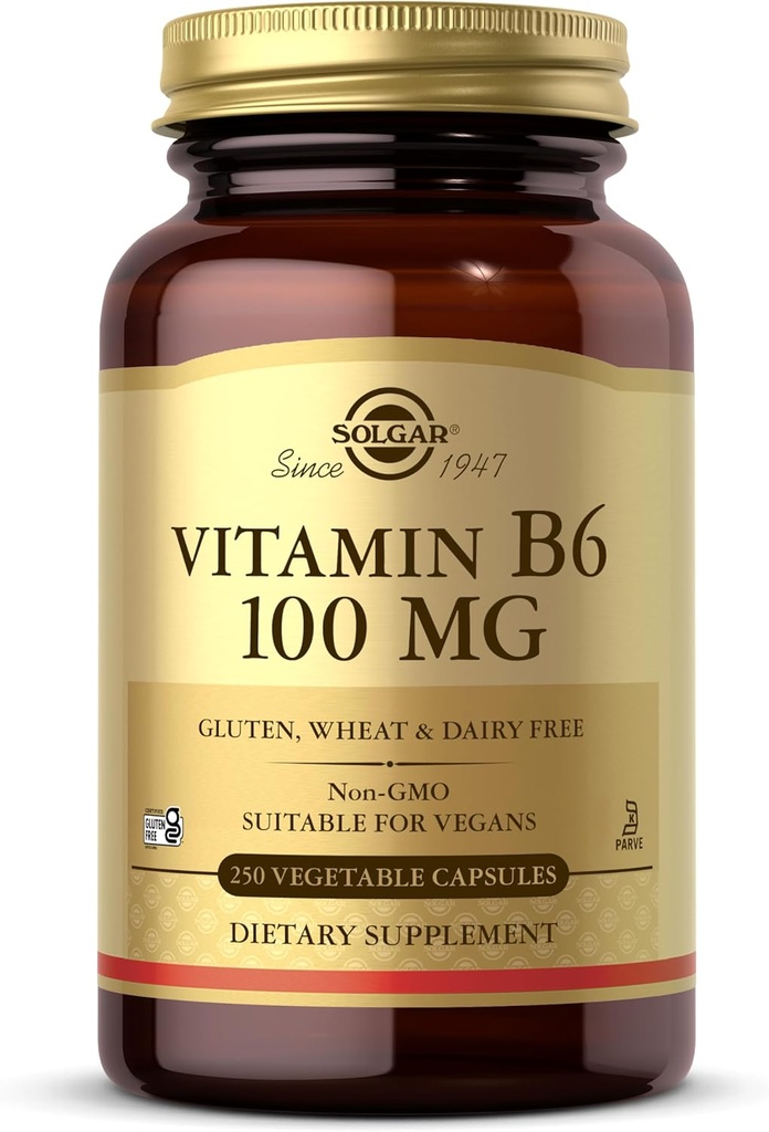 Solgar Vitamina B6 100 mg, 250 Cápsulas Vegetais