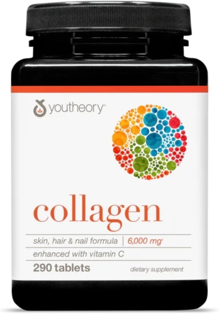 Colágeno de Youtheory, w/ Vitamina C - 290 Comprimidos - Embalagem de 1