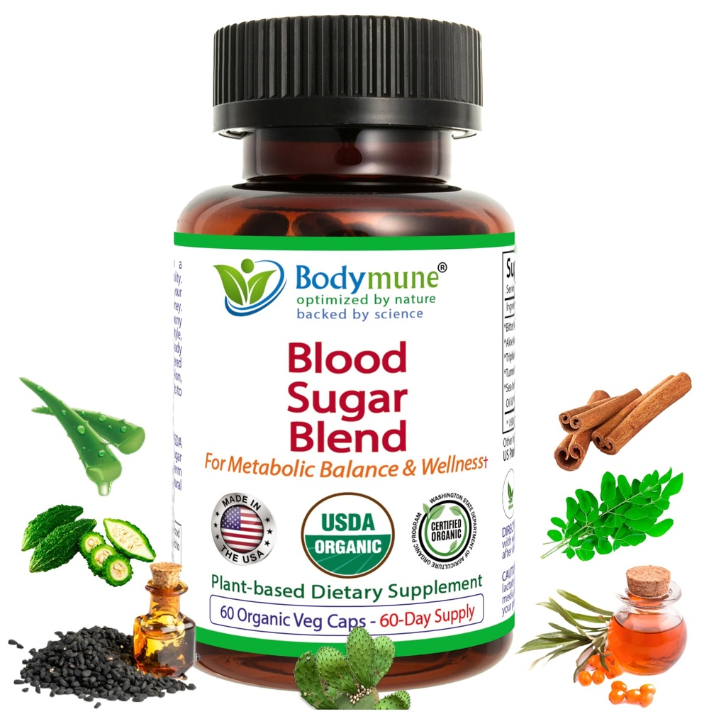 USDA mistura de açúcar de sangue orgânico Suporta o metabolismo saudável* com melão amargo, Moringa, Aloe Vera, Nopal, Extratos de papaia & Mais .