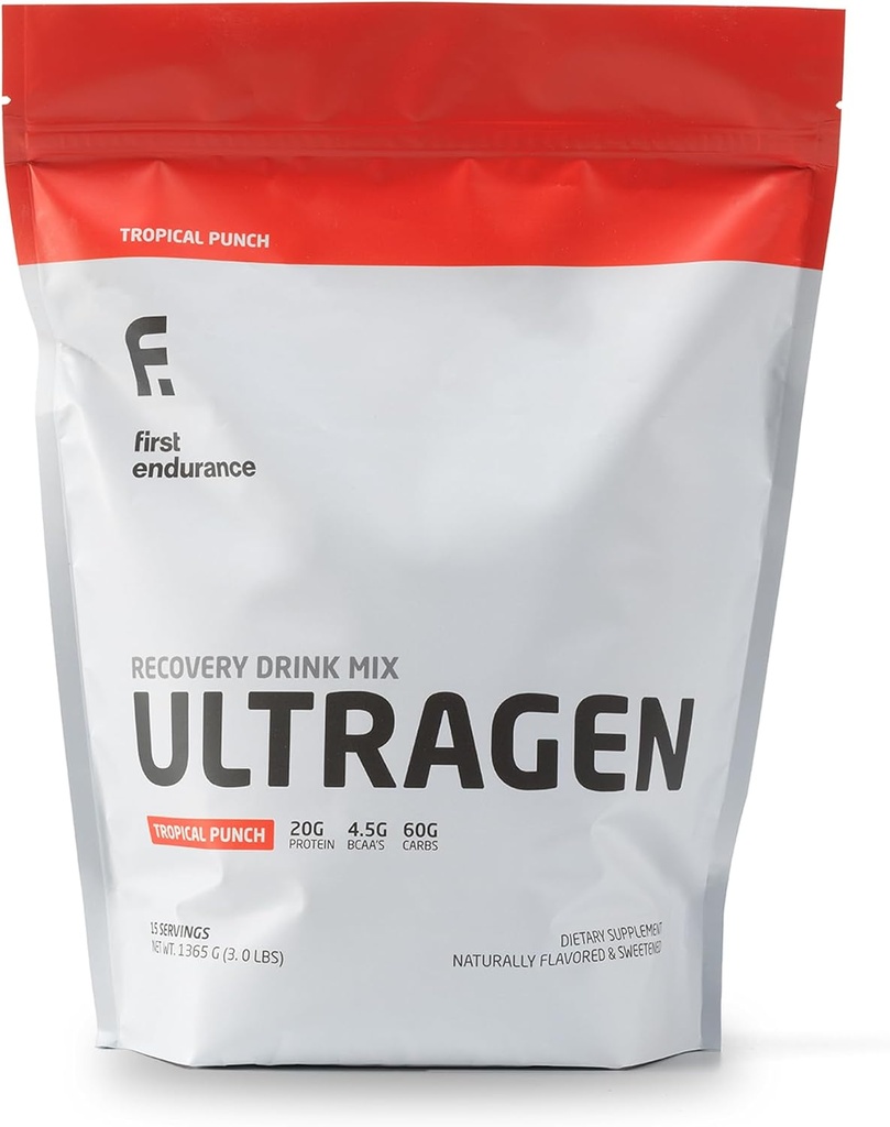 FIRST ENDURANCE Ultragen Treino Recuperação Drink Powder, Protein Mix, Impulsiona a energia, Acelera a recuperação