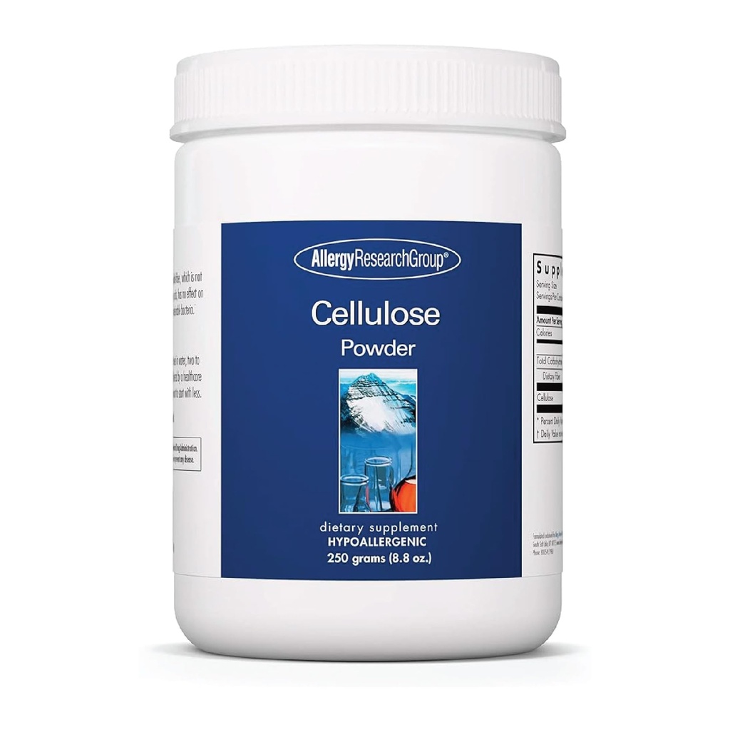 Grupo de Pesquisa em Alergia Pó de Celulose - Pó de Celulose Microcristalina, 2000mg Suplemento de Fibra Insolúvel, Celulose em Pó, Não-Fermentável, Hipoalergênico - 8.8 Oz