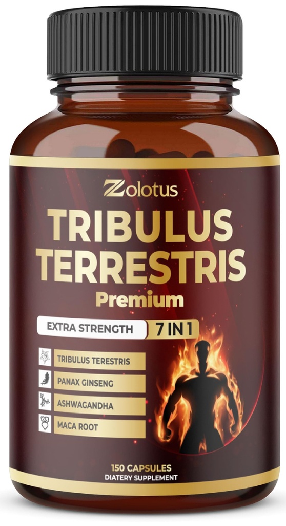 Tribulus Terrestris Suplemento para homens e mulheres, 5 meses de abastecimento com Ashwagandha, Panax Ginseng, Saw Palmetto, Maca, Shilajit, 150 Conde