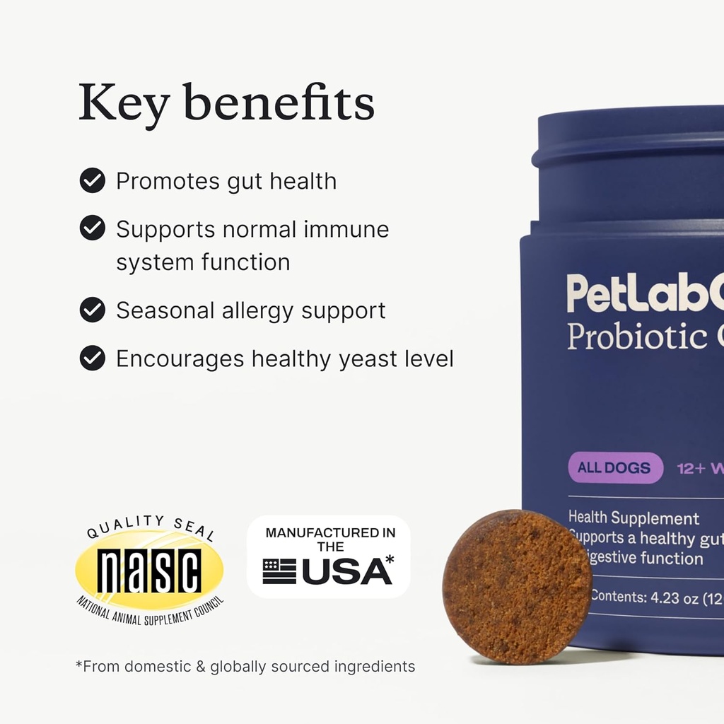 PetLab Co. - Gut & Ear Health Bundle: Probióticos para Cães, Suporte Gut Health & Sazonal Allergies, & Ear Cleaner para Cães, Suportando Levedura e Canais de ouvido saudáveis - Fórmulas fáceis de usar
