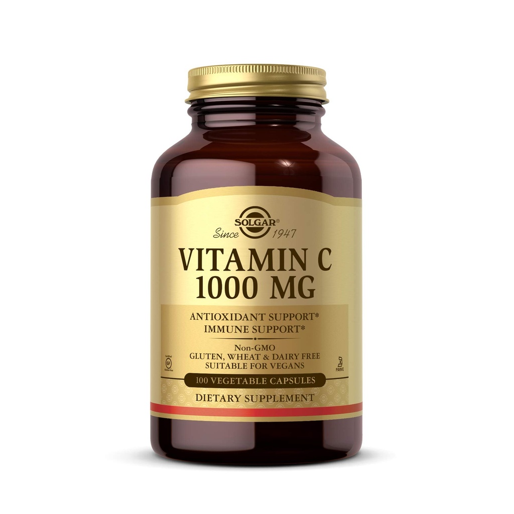 Solgar Vitamina C 1000 mg, 100 Cápsulas Vegetais - Antioxidante & Apoio Imune - Saúde geral - Pele saudável & Joints - Bioflavonoids Suplemento - Não-GMO, Vegan, Gluten Free, Kosher - 100 Servings