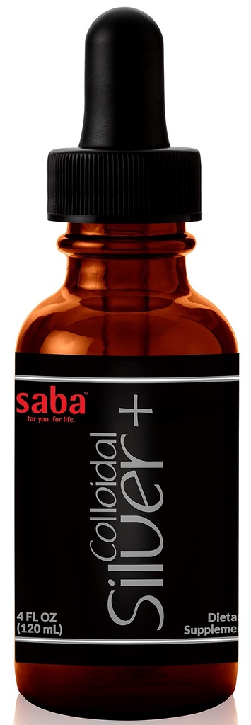 Saba Colloidal Silver 50PPM, 4Fl Oz.- Bem-Estar Sazonal, Suporte Imune -Este produto multi-uso vem em mão para vários dos pequenos acidentes da vida. É uma obrigação em cada família - 24 serviços