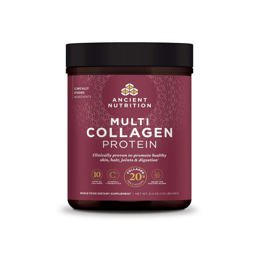 Nutrição antiga Colágeno Peptídeos Pó, Proteína de Colágeno Multi, Mulheres e Homens, Vitamina C, Probióticos, Colágeno Hidrolisado, Suporta a pele, Juntas, Gut Saúde, Sem sabor, 60 Servings