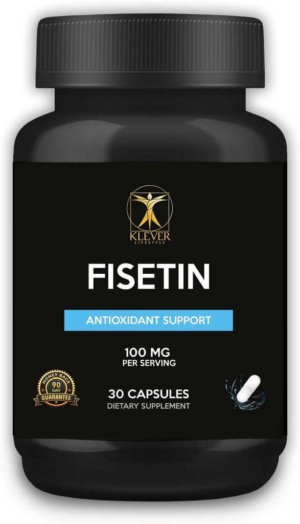 Estilo de vida de Klever, Fisetina, Bioflavonóide, Antioxidante, Efeitos Antienvelhecimento, Saúde da Pele, benefícios metabólicos, 30 cápsulas, 100mg por serviço