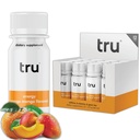Tru Energy Shot, Bebida energética de força extra com cafeína natural, Chá verde, B Vitaminas B3, B6 & Vitamina B12, Zero Açúcar & Calorias, Keto, Vegan, Gluten Free, Mango laranja, 2 garrafas de OZ FL, 12 Pack