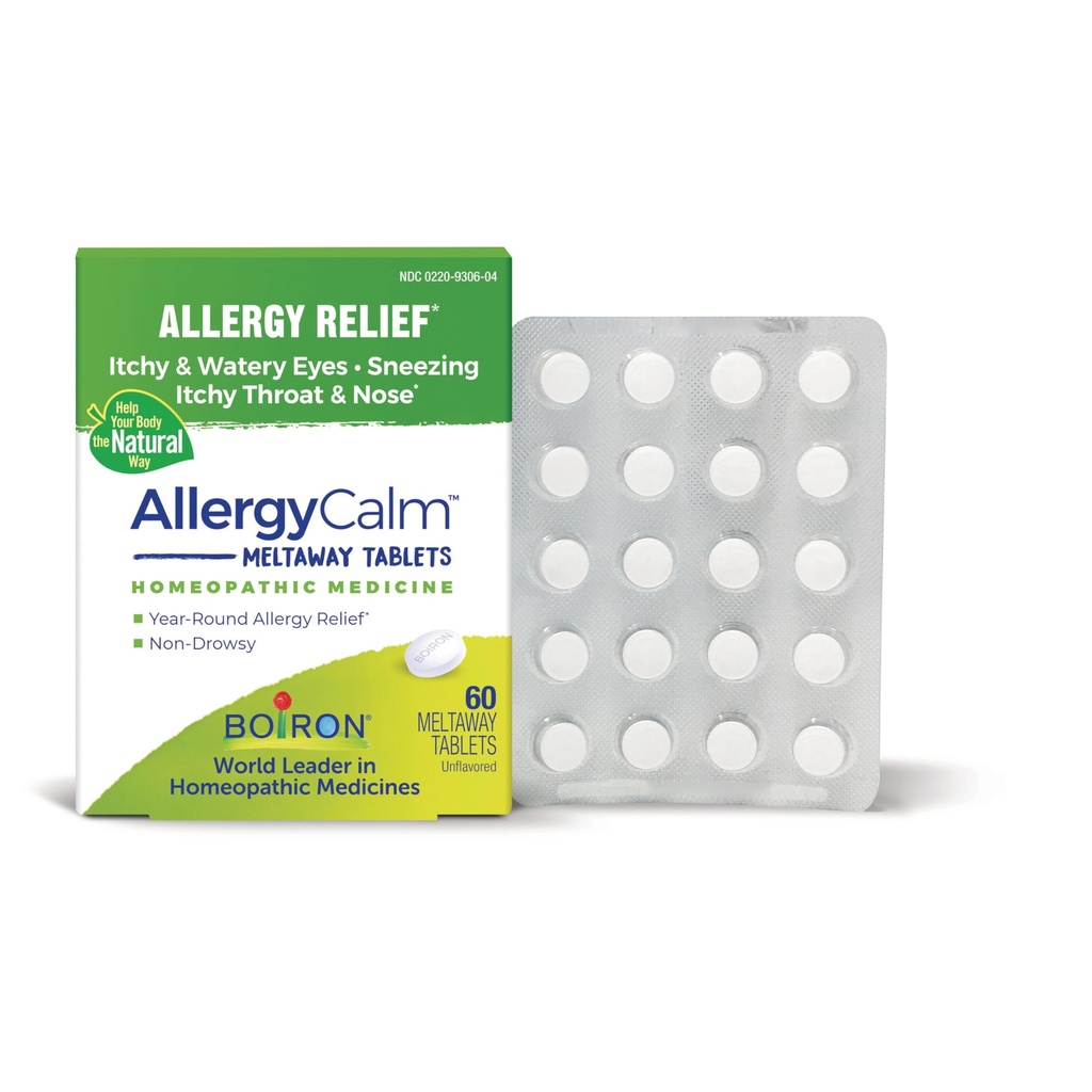 Boiron AlergiaCalm Tablets para alívio de alergia e febre Hay sintomas de espirros, nariz runny, e Itchy Olhos ou garganta - 60 Conde