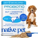 Probióticos de animais de estimação nativos para cães - Pó de probióticos de cães para a saúde digestiva, suporte de gut, & Imune Boost - Pó de veterinário formulada para máxima potência com enzimas digestivas e prebióticos - 120 Scoops