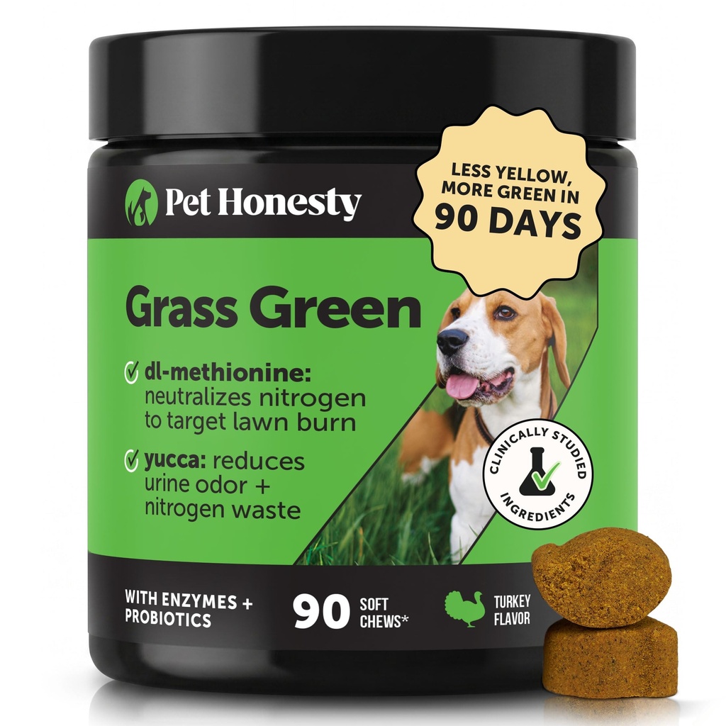 Grass Green Dog Chews - Neutralizador de urina para gramado, cão Pee Grass ajuda Yard Stay Green abordando pontos de queimadura com probióticos e enzimas (Turquia)