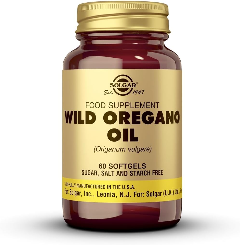 Óleo de Orégano Selvagem de Solgar, 60 Softgels - Concentrado - Suporte Imune - Não OGM, Sem Glúten, Lacticínios Livre - 60 Servings