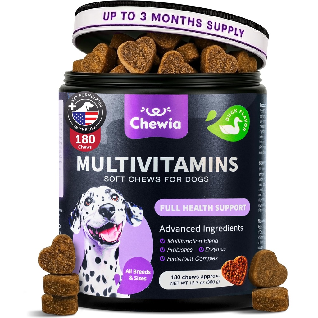 Vitaminas Cães 15 em 1 - Cão Multivitamin Chews com HSH para Hip & Saúde Conjunta - Cão Suplemento para Itchy Skin Relief - Multivitamin para Cães Suporte Imune com Enzimas - Pele & Revestimento, Suporte Mobilidade