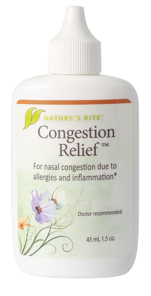 Nature's Rite Nasal Spray Descongestionante, Relívio de Congestão, 1,5 oz. (45 ml), Portable, All Natural Sinus Nase Spray, Não-Addictive Sinus Alief for Allergy & Pollution Irrigation