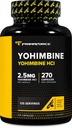 PrimaForce Yohimbine HCl 2,5mg, 270 cápsulas - Suplemento Premium, Boosts Performance, preenchimentos zero, sem OGM e sem glúten