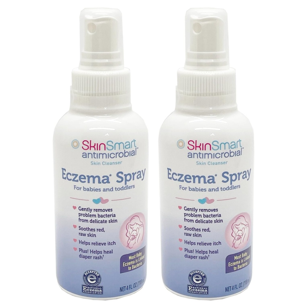SkinSmart Eczema Spray para bebês e crianças, remove bactérias para a pele pode curar, 4 onça spray (Pacote de 2) seguro para pele delicada e crua