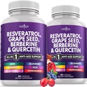 NOVA IDADE Resveratrol, Berberina, Extrato de Sementes de Uva, Quercetina, Suplemento de Polifenol para Mulheres e Homens com Extrato de Noni, N-Acetil Cysteine, Extrato de Acai - 120 Cápsulas