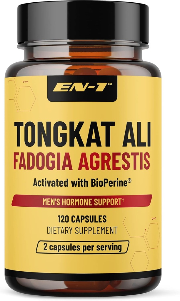 EN-1 Tongkat Ali para Homens (Longjack) Fadogia Agrestis e Tongkat Ali Suplemento 1205mg por Serviço com BioPerine, Tongat-ali para Homens - 120 Cápsulas Tonkat-Ali Long Jack