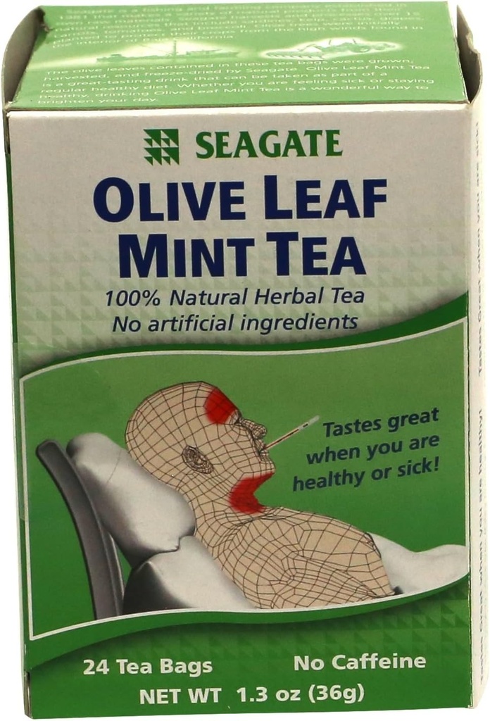 Seagate Produtos Olive Leaf Herbal Mint Tea 24 Contagem (pacote de 1)