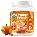 Orgain Organic Vegan Protein Powder, Pumpkin Spice Sazonal Flavor - 21g de proteína vegetal, 5g de fibra prebiótica, Sem ingredientes de lactose, Sem açúcar adicionado, Não-GMO, Para batidos e smoothies, 1.02 lb